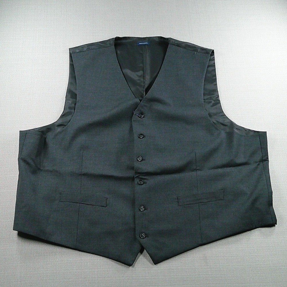 Stafford Super Suit Vest Mens 4XL Gray Stria Wool Blend Big & Tall NWT